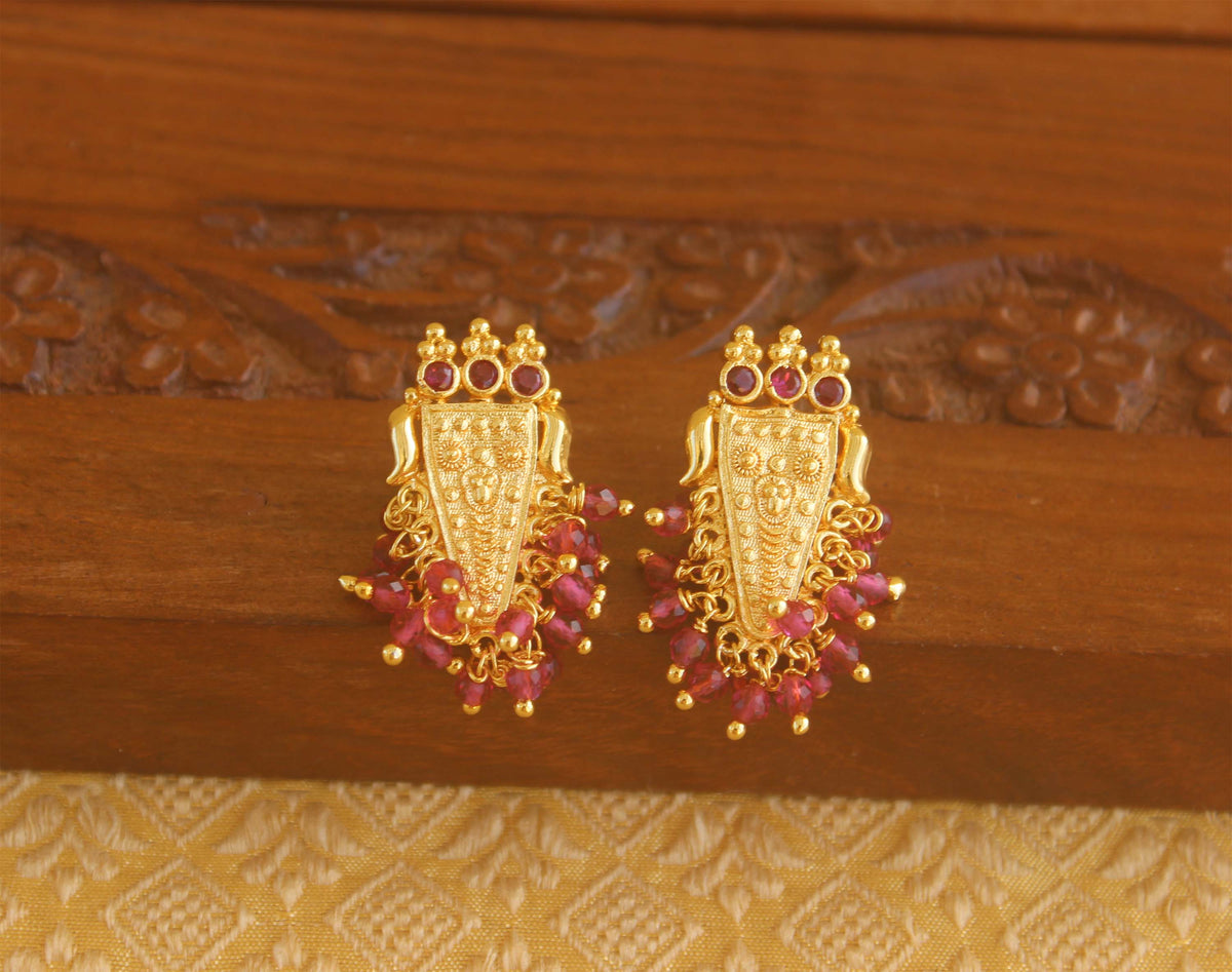 Gold plated Nettipattam Kerala style earrings Tanvi90