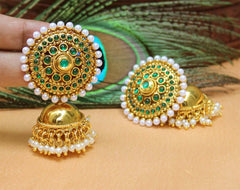 Gold Plated Stone Jhumka Earrings T2569
