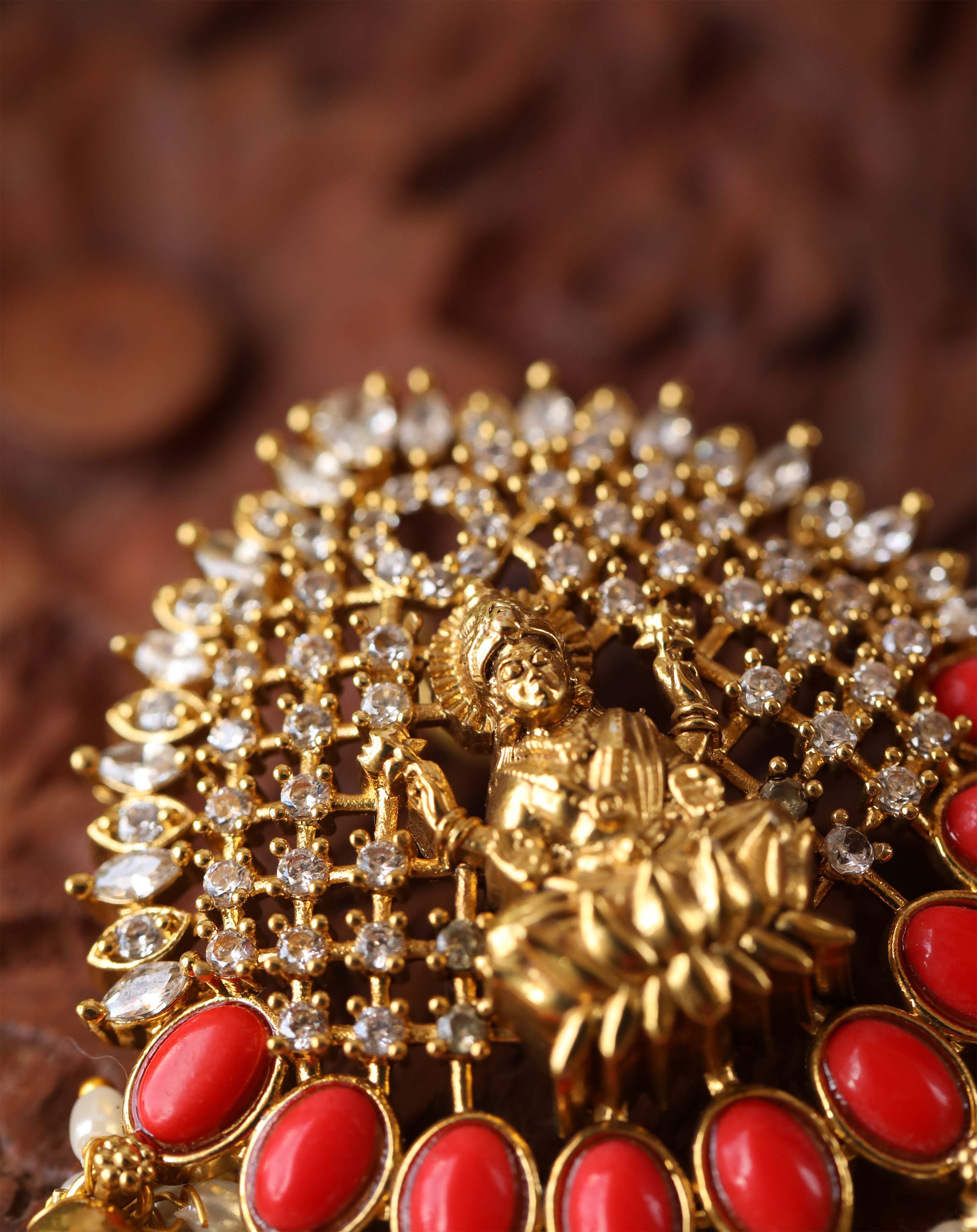 Temple gold plated Coral pendant Tanvi117