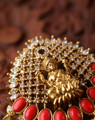 Temple gold plated Coral pendant Tanvi117