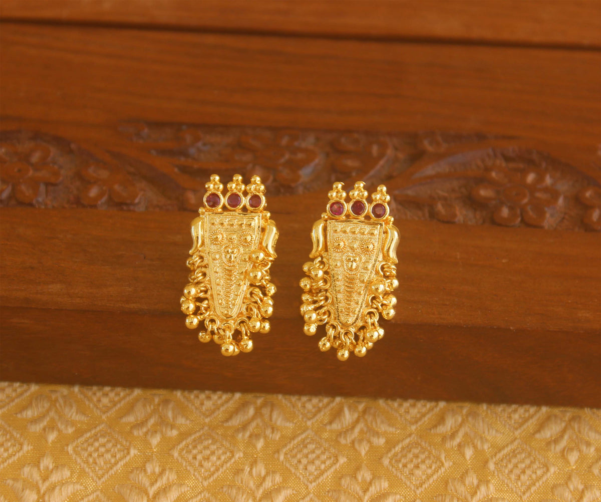 Gold plated Nettipattam Kerala style earrings Tanvi91