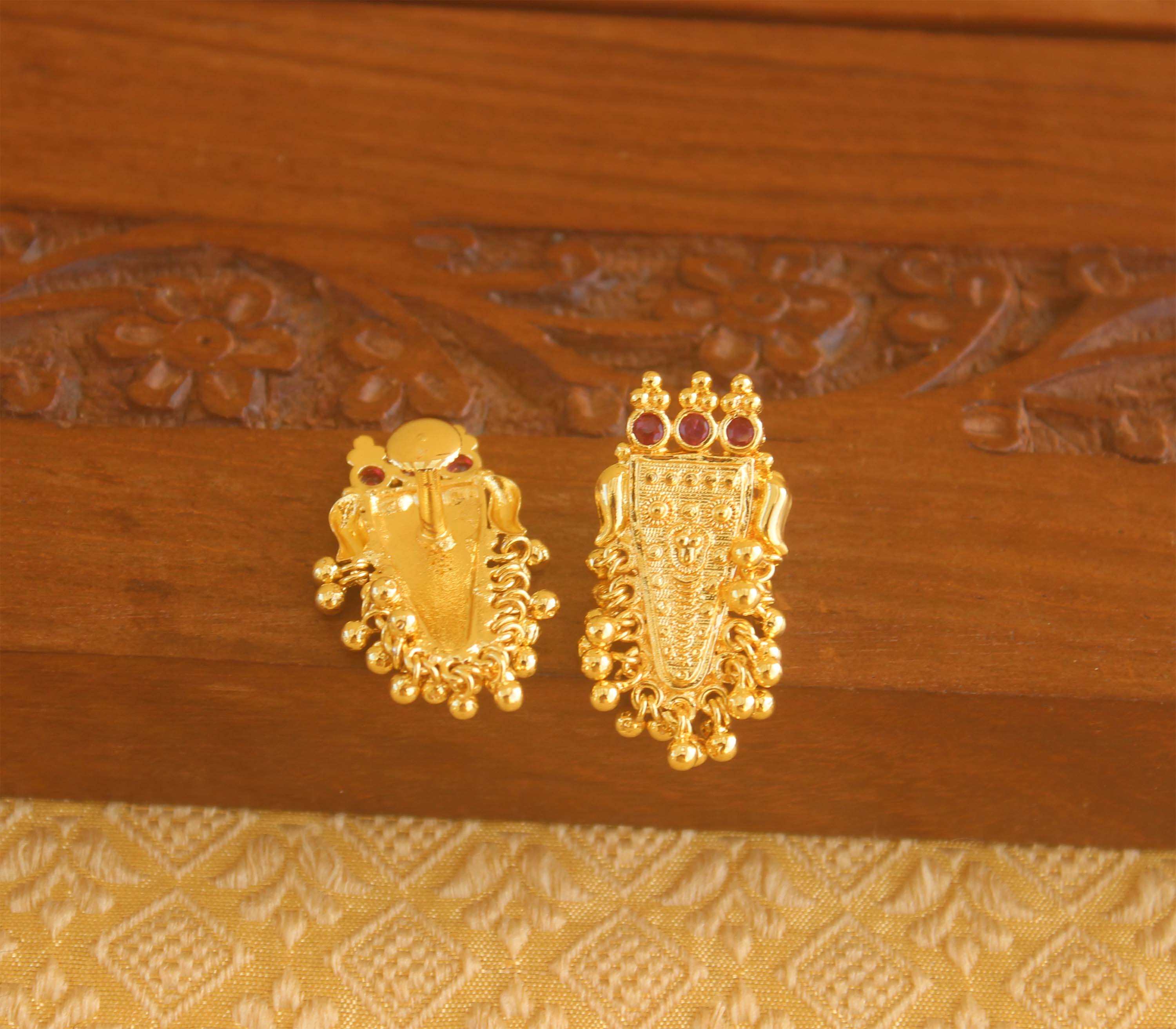 Gold plated Nettipattam Kerala style earrings Tanvi91