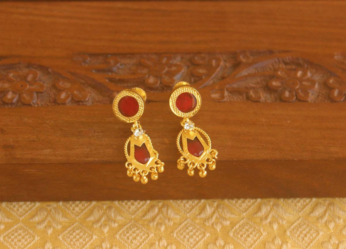 Gold plated Kerala style palakka earrings Tanvi92