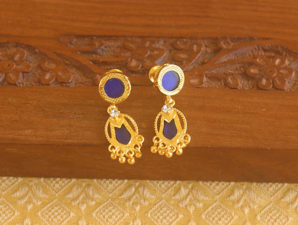 Gold plated Kerala style palakka earrings Tanvi93