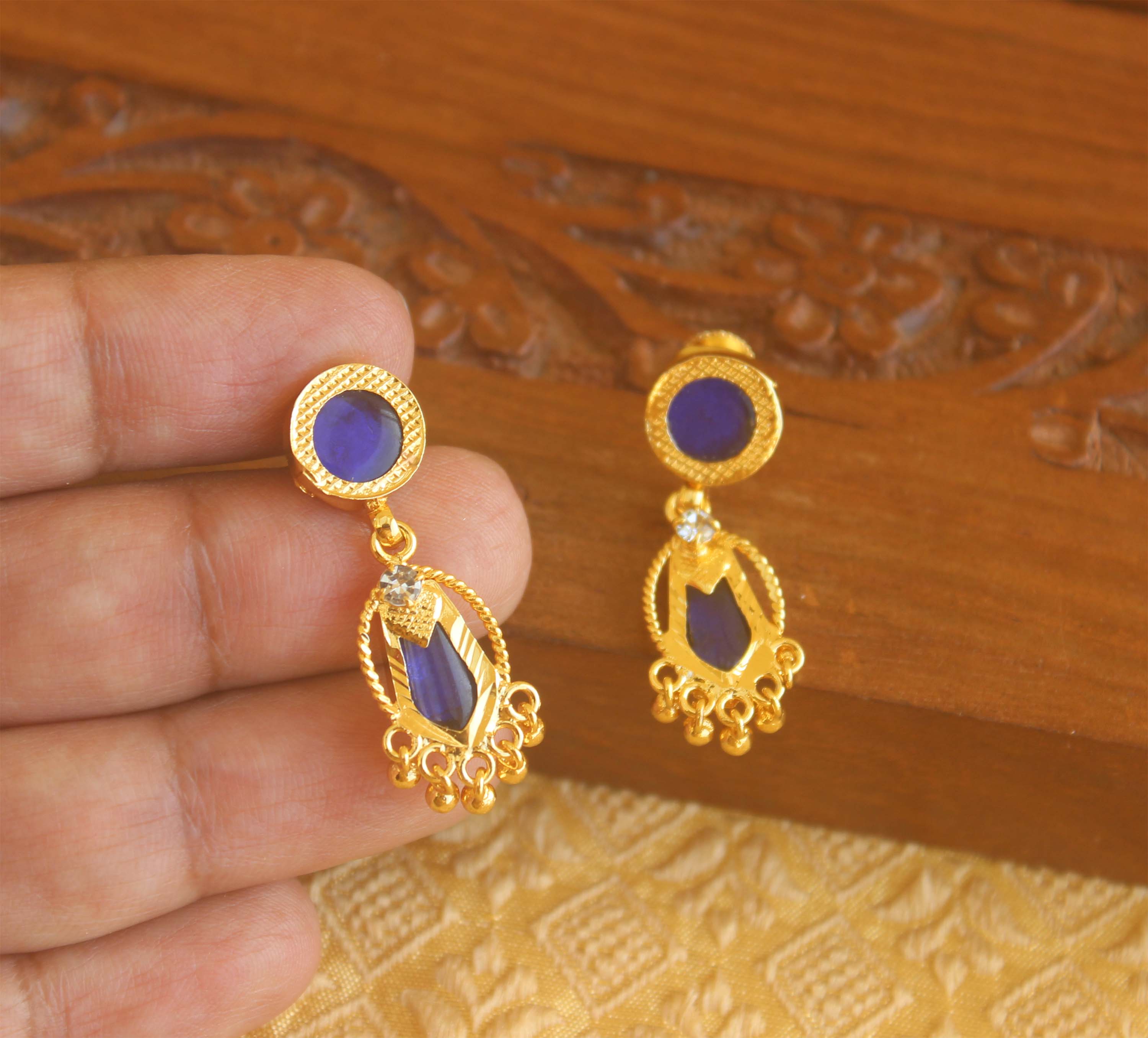 Gold plated Kerala style palakka earrings Tanvi93