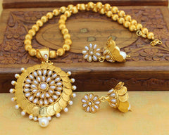 Gold Plated Temple Kasu Handmade Necklace Set T2635