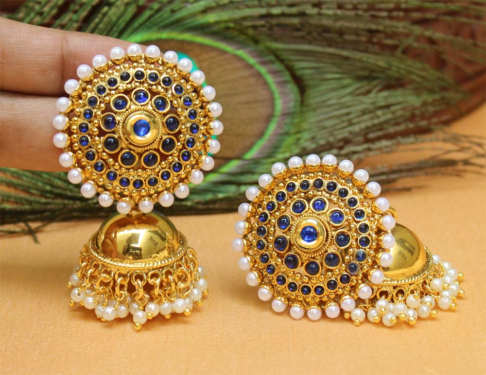 Gold Plated Stone Jhumka Earrings T2570