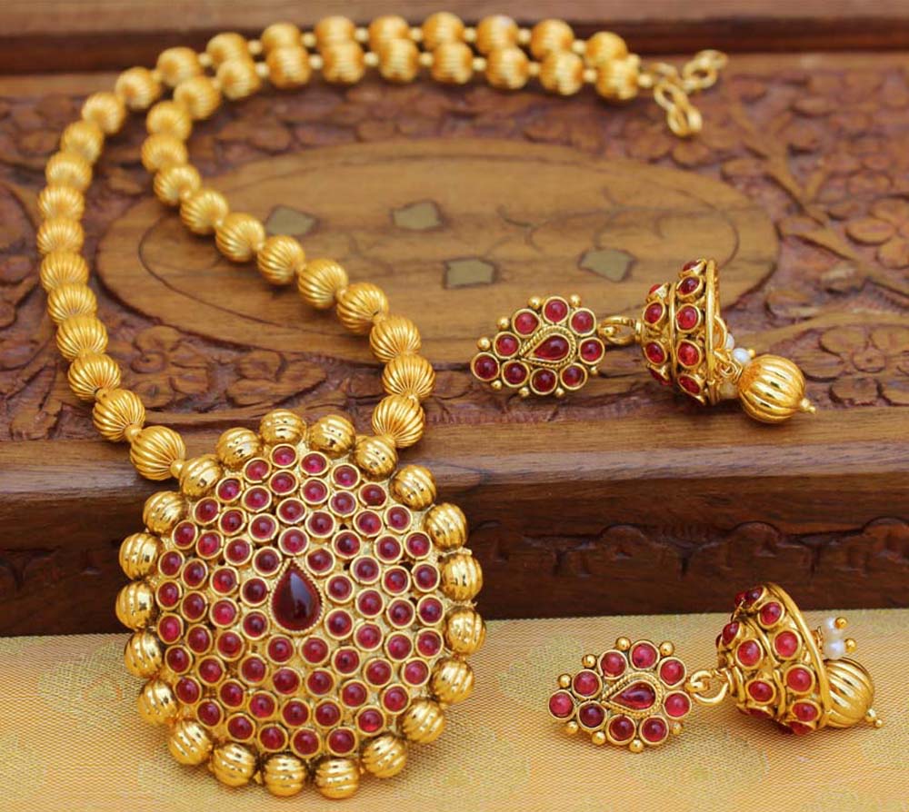 Gold Plated Handmade Stone Necklace Set T2636