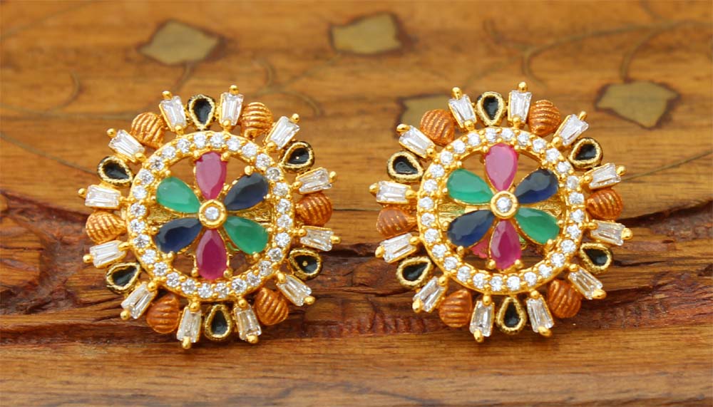 Matte Finish Multi Color Studs Earrings T2432