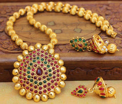 Gold Plated Handmade Stone Necklace Set T2637