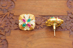 Matte Finish Multi Color Stud Earrings T2412