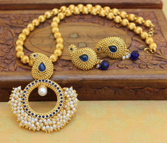 Handmade Gold Plated Mango Pearl Necklace Set T2648