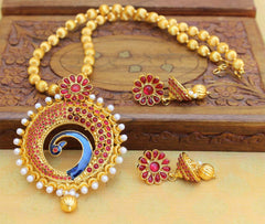 Handmade Peacock Gold Plated Necklace Set T2652