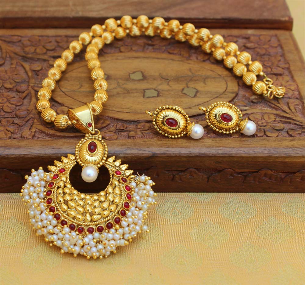 Gold Plated Handmade Pendant Necklace Set T2653