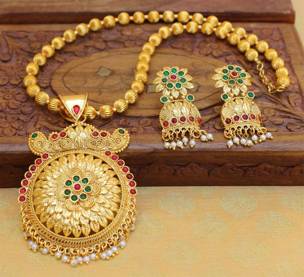 Designer Gold Plated Handmade Necklace Set T2658