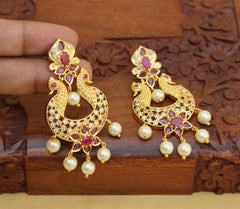 Matte Finish Twin Peacock Earrings T2782