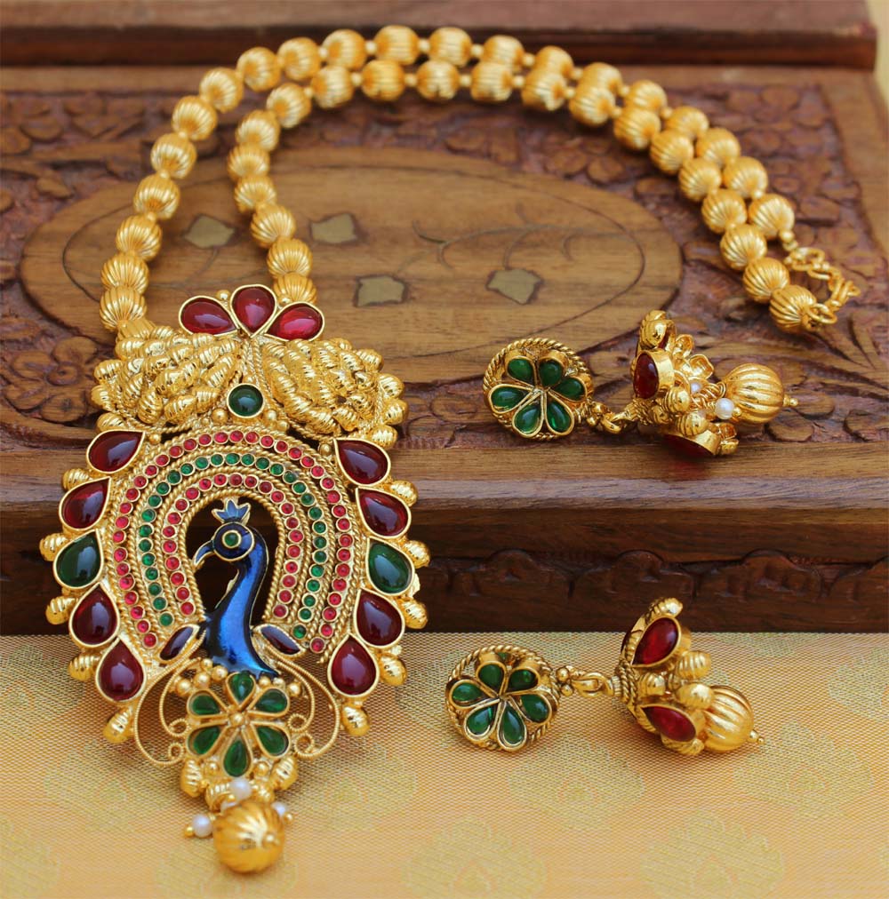 Peacock Gold Plated Handmade Necklace T2668