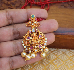 Matte Finish  Temple Lakshmi Beads Necklace T2325