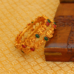 Matte Finish Temple Kempu Stone Bangles T2993