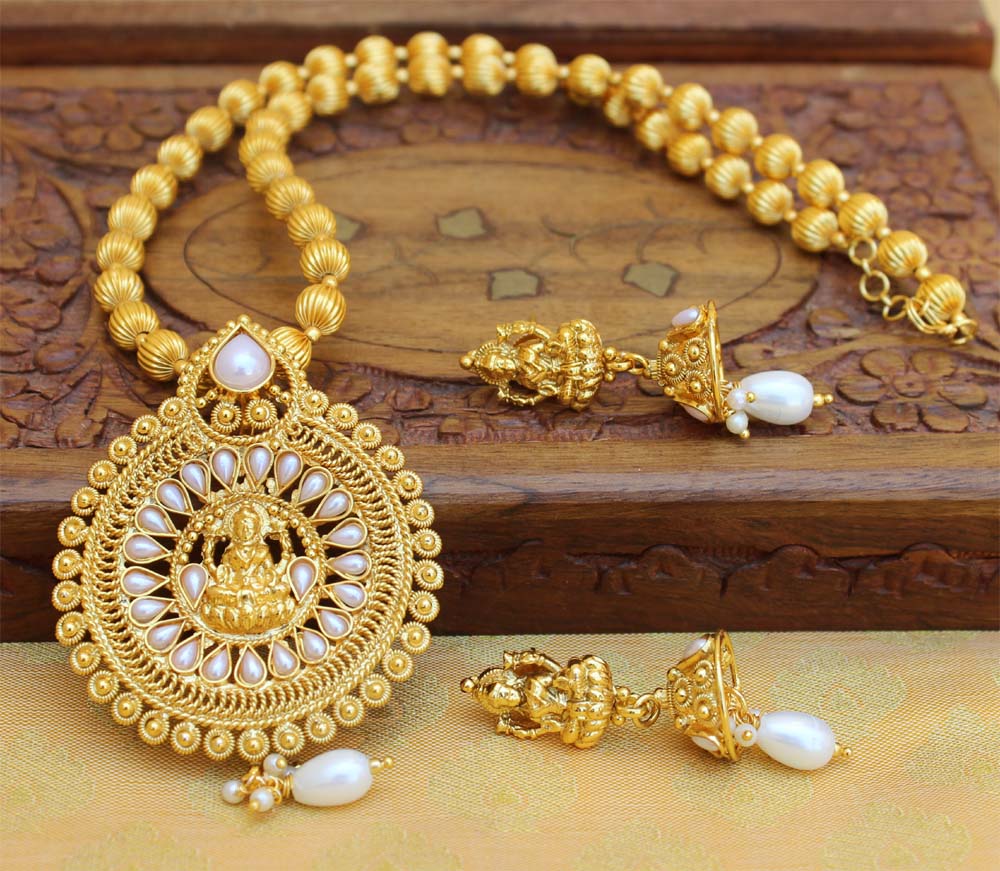 Temple Gold Plated Handmade Necklace Set T2676