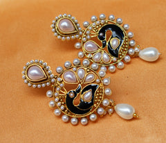 Gold Plated Peacock Stone Earrings T2582