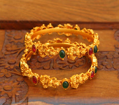 Matte Finish Temple Kempu Stone Bangles T2993