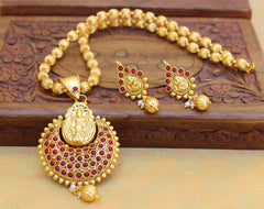 Gold Plated Temple Handmade Necklace Set T2604