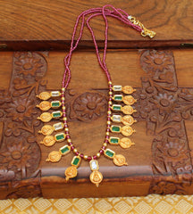 Matte Finish Temple Kasu Beads Necklace T2309