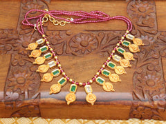 Matte Finish Temple Kasu Beads Necklace T2309