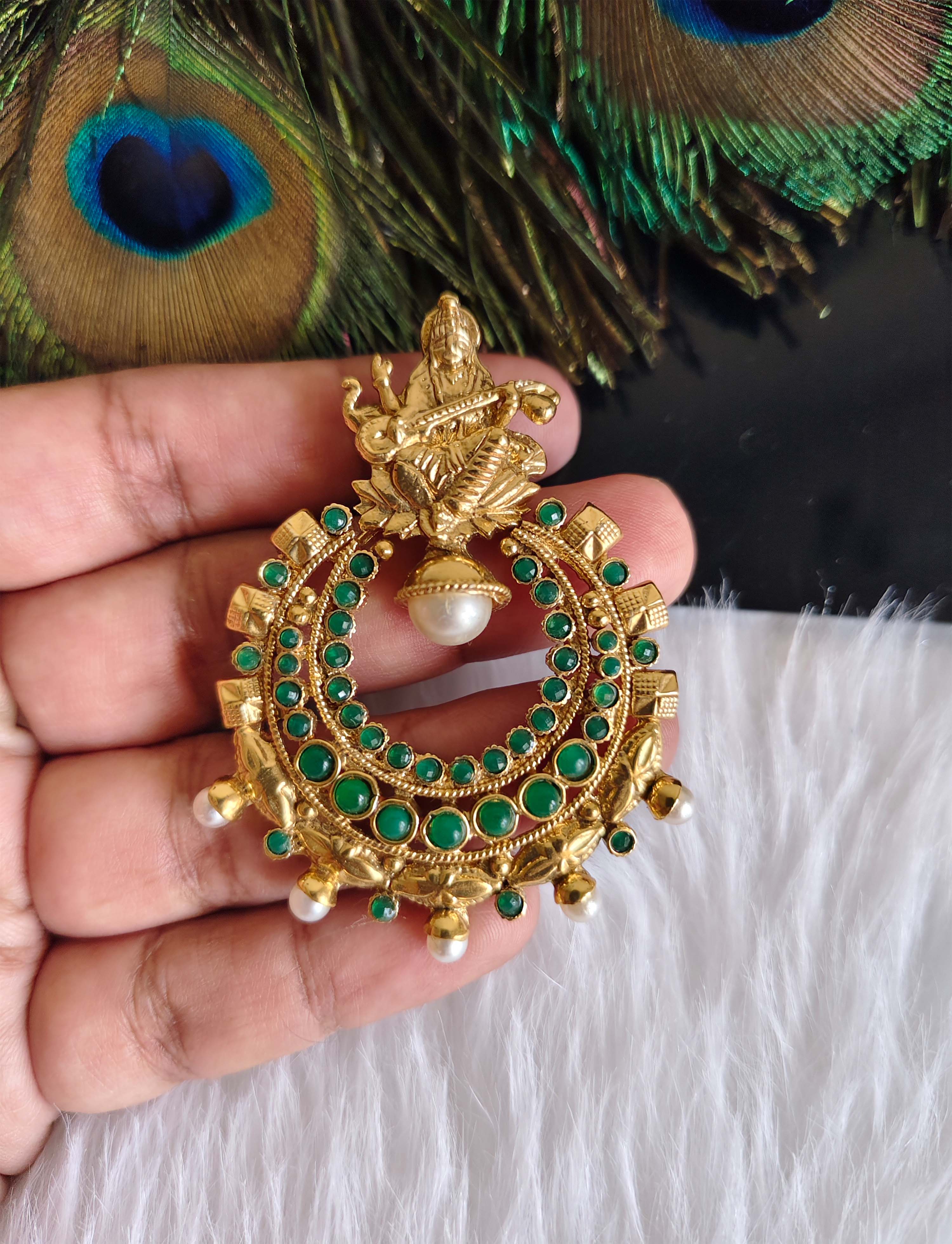 Temple Gold Plated Stone Pendant T2862