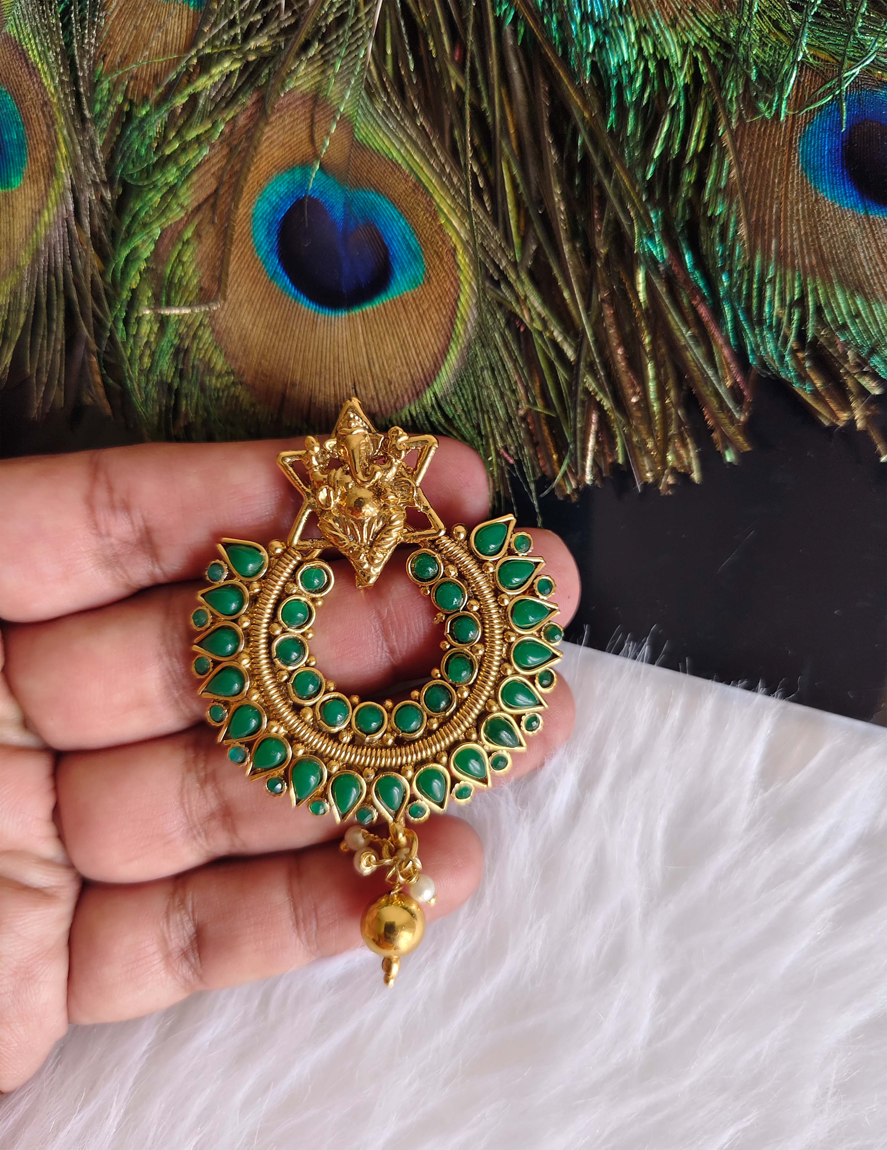 Temple Ganesh Gold Plated Pendant T2865