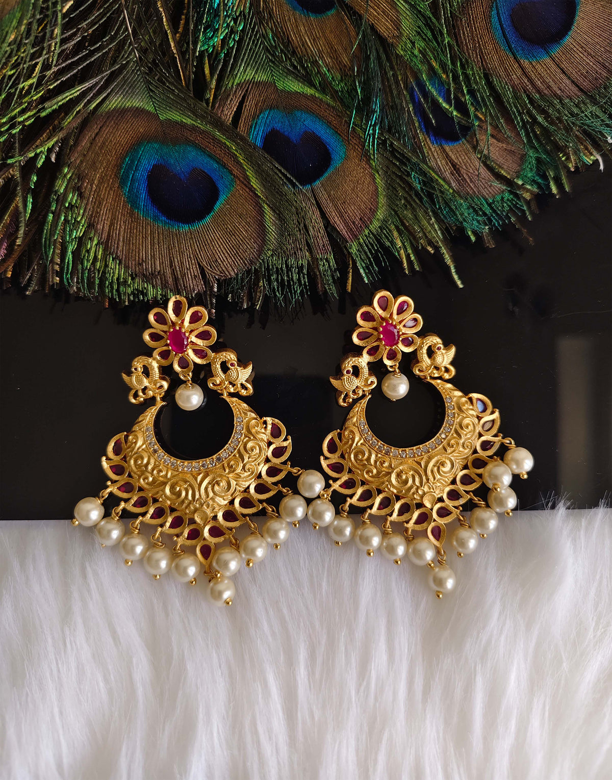 Matte Finish Peacock Stone Earrings T2866