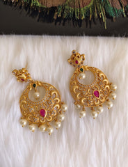 Stylish Matte Finish Pearl Stone Earrings T2867