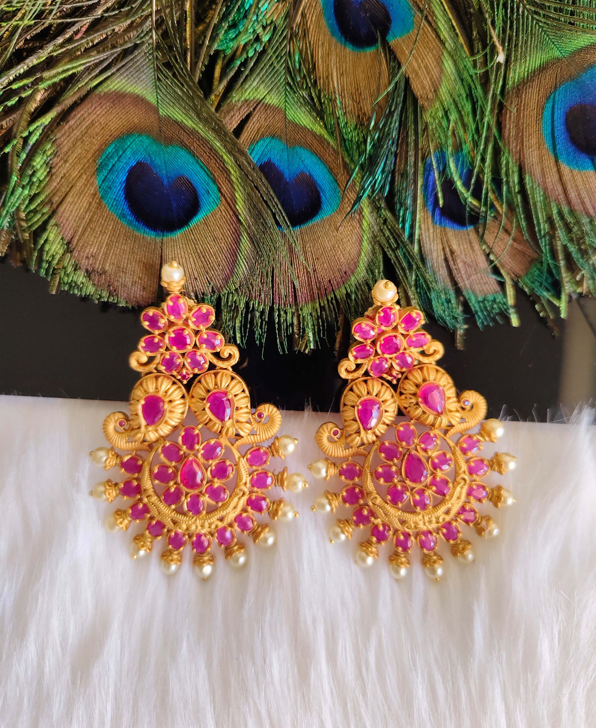 Matte Finish Ruby Stone Earrings T2870