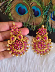 Matte Finish Ruby Stone Earrings T2870