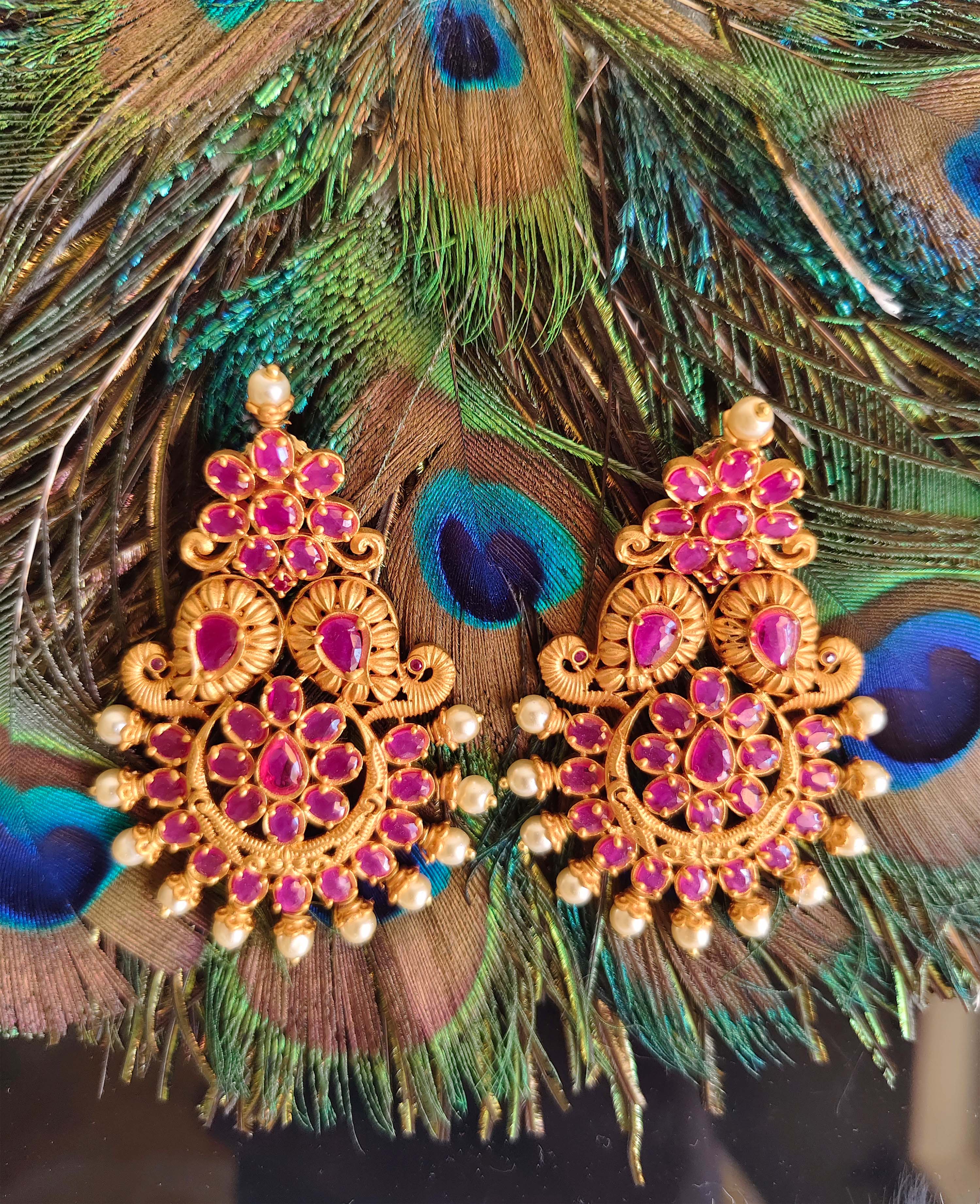 Matte Finish Ruby Stone Earrings T2870