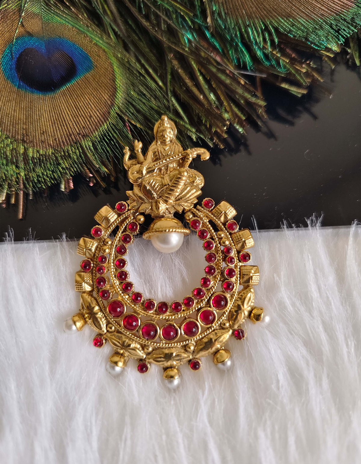 Temple Gold Plated Stone Pendant T2860