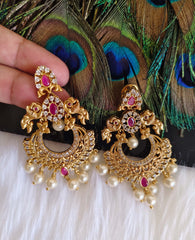 Matte Finish Peacock Stylish Stone Earrings T2871