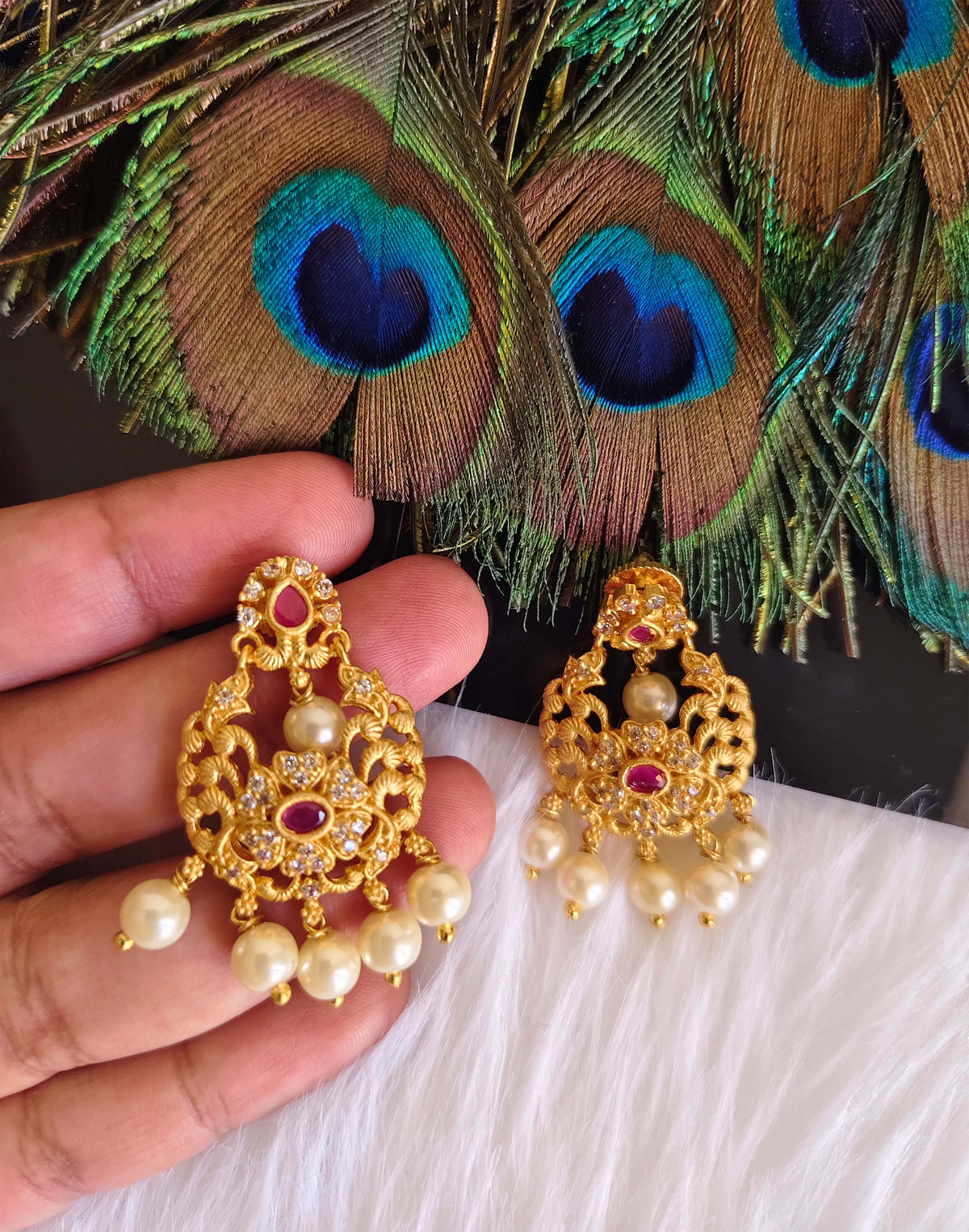 Matte Finish Stone Earrings T2872