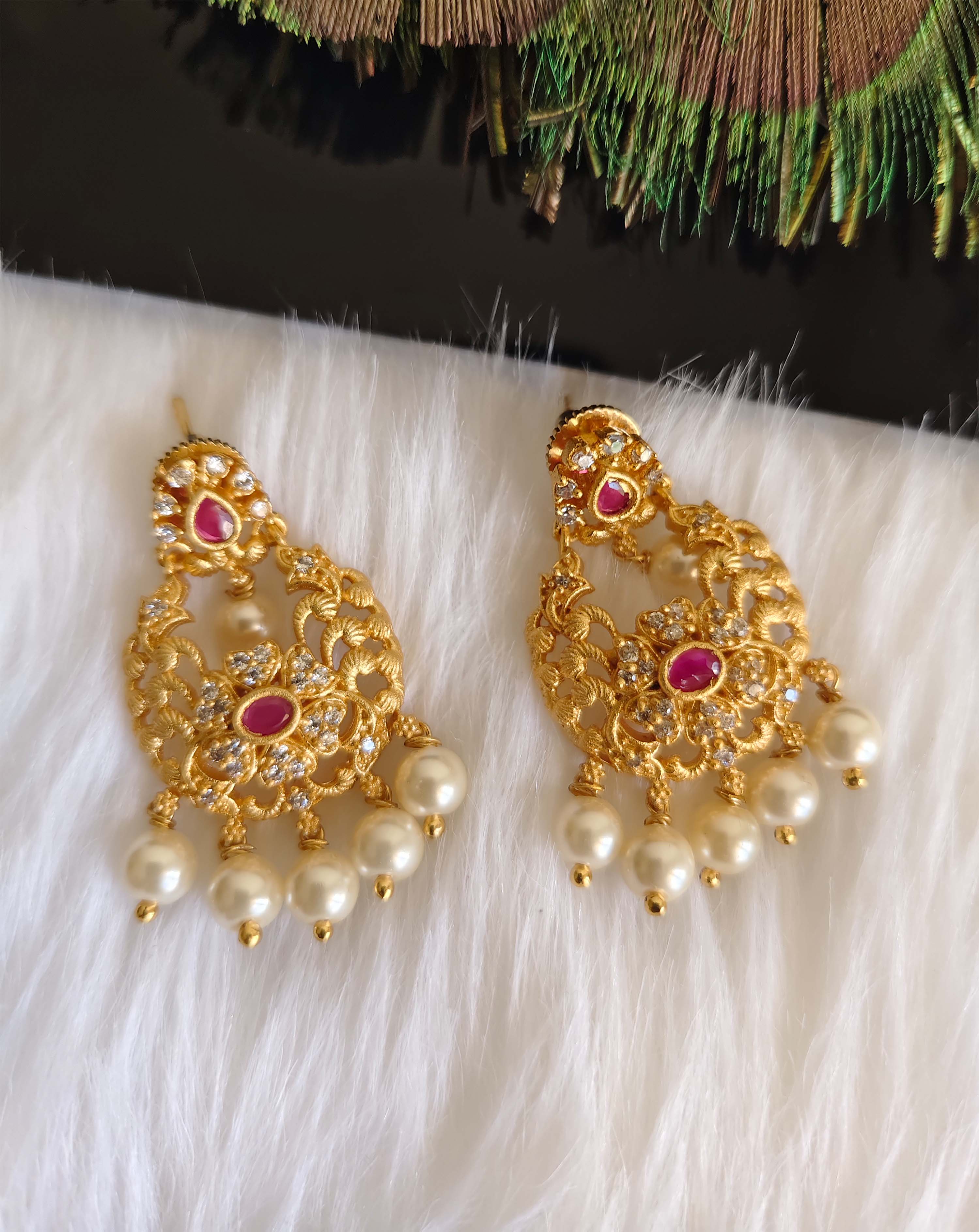 Matte Finish Stone Earrings T2872