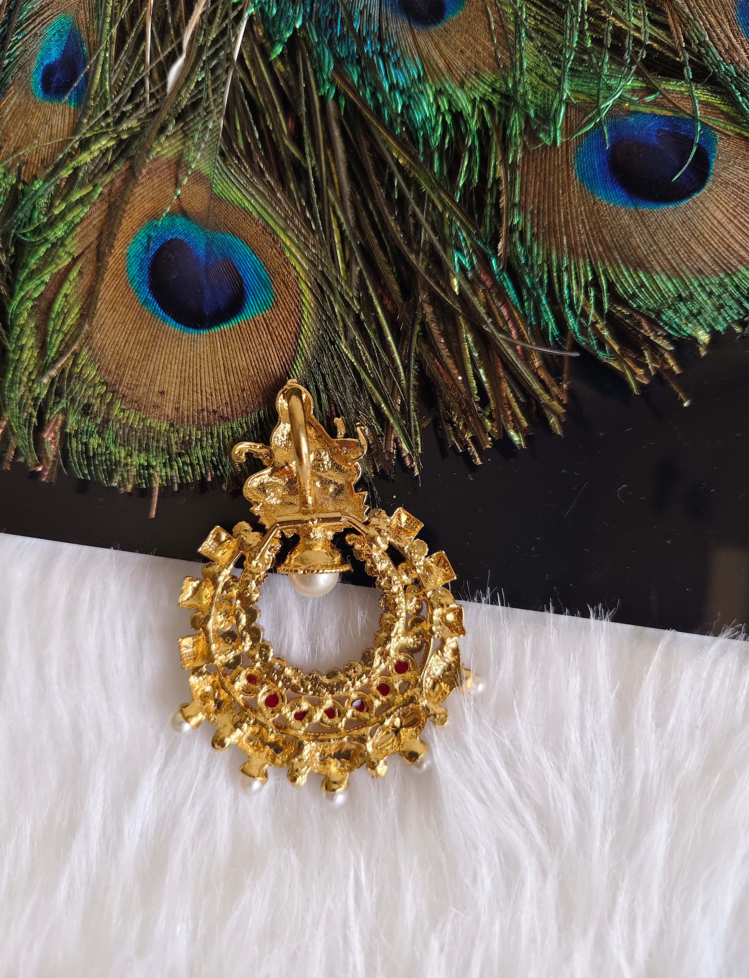 Temple Gold Plated Stone Pendant T2860