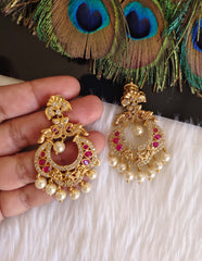 Matte Finish Peacock CZ Stone Earrings T2873