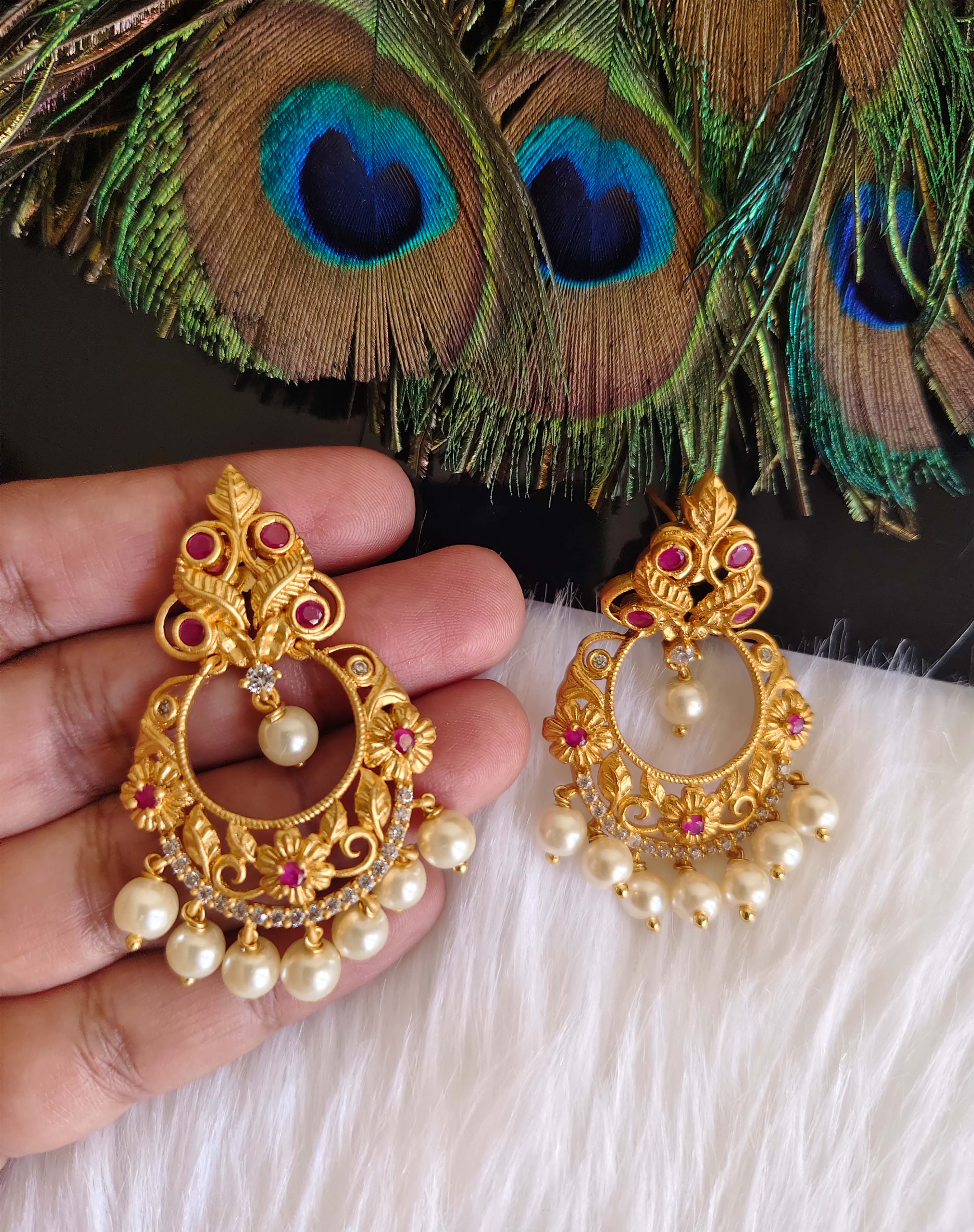 Matte Finish Stone Earrings T2874