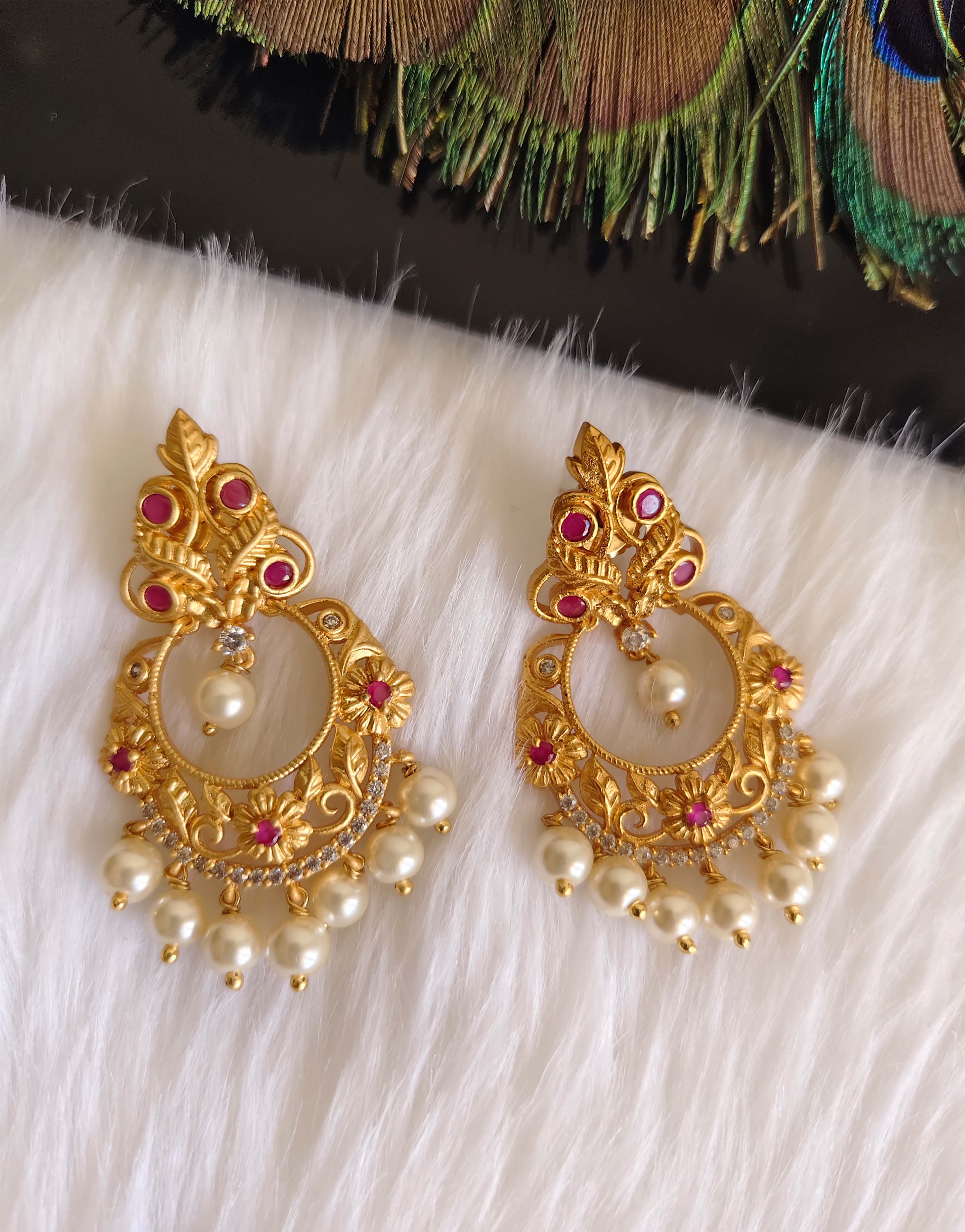 Matte Finish Stone Earrings T2874