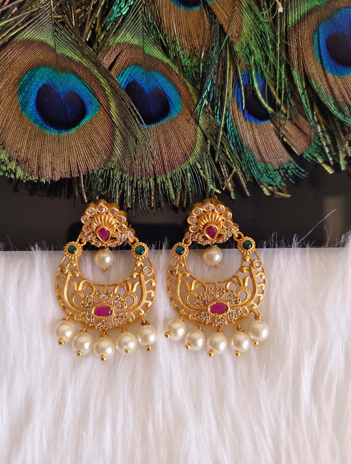 Matte Finish Stylish Stone Earrings T2876