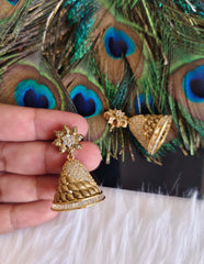 Matte Finish Stone Jhumka Earrings T2878