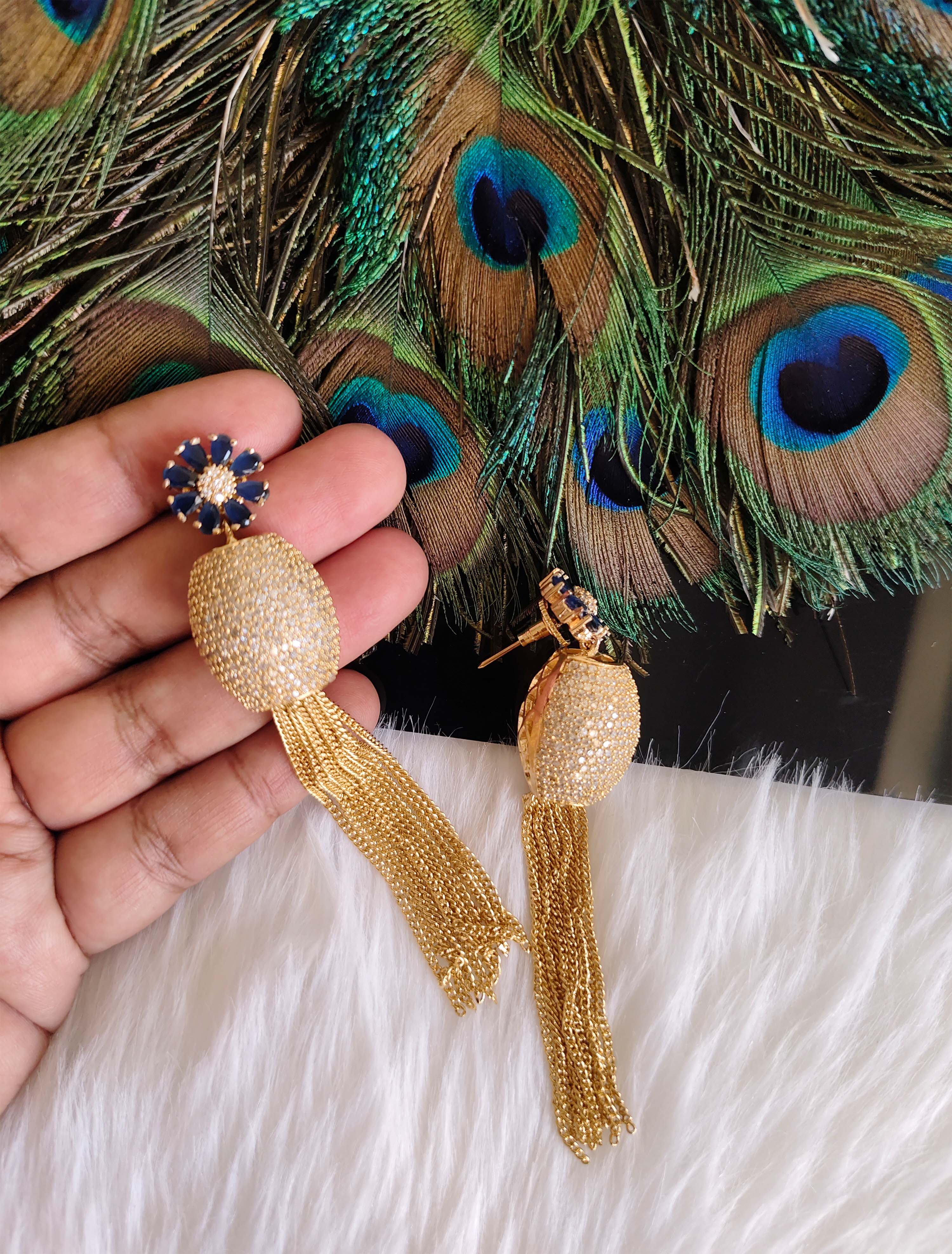 Designer Gold Plated CZ Stone Earrings T2879