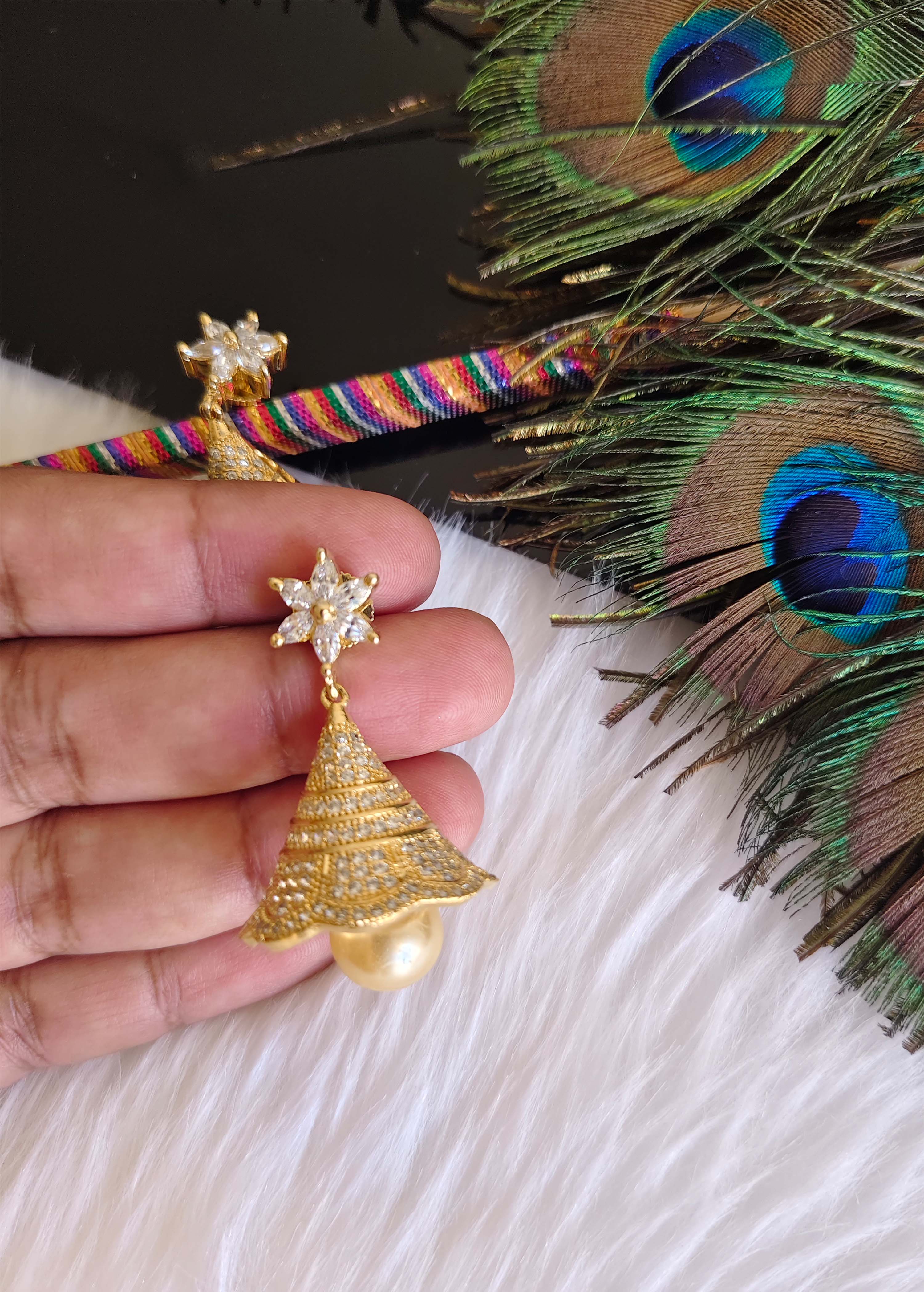 Gold Plated CZ Stone Jhumka Earrings T2880