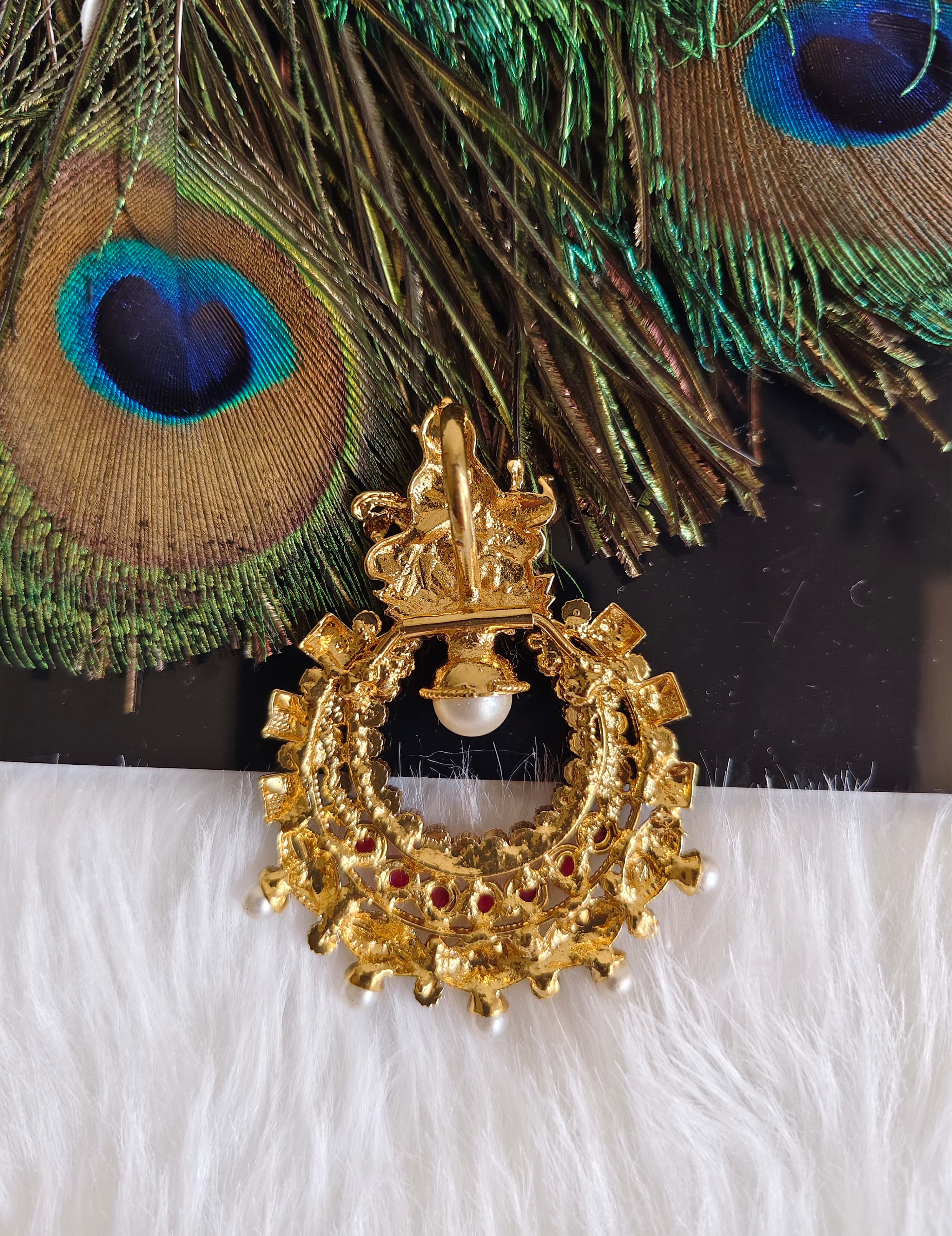 Temple Gold Plated Stone Pendant T2861