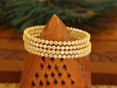 Gold Plated White Stone Bangles T2964